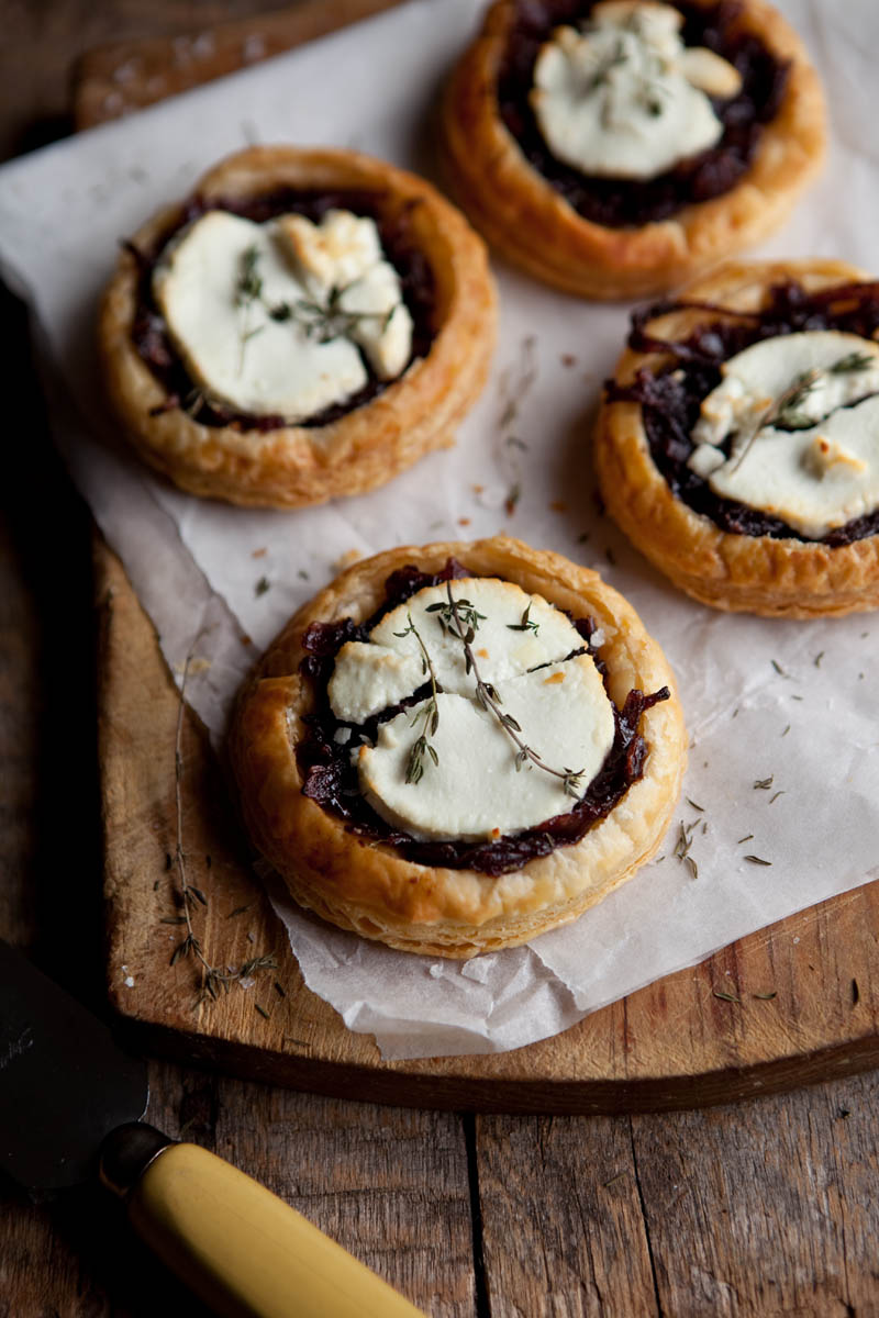 Caramelised onions & goats cheese tartlets