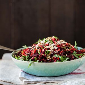raw beetroot and carrot salad with herbs
