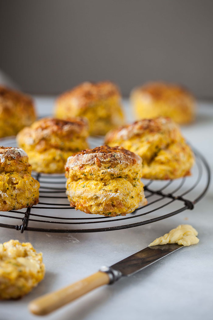 easy butternut scones with cheese and chives