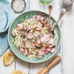 fennel and radish salad with lemon and olive oil
