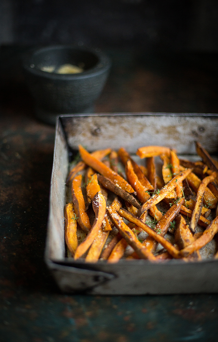 Oven roasted sweet potato 'fries' with orange salt