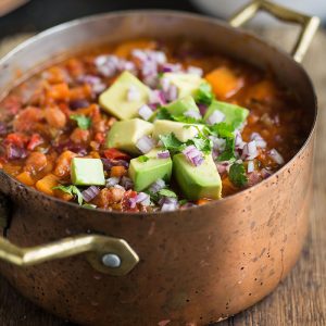 A super healthy and delicious vegan chili with sweet potato