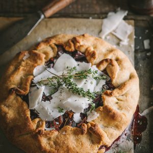 Roast beetroot & onion galette with shaved goats cheese pecorino • Drizzle and Dip Roast beetroot & onion galette with shaved goats cheese pecorino