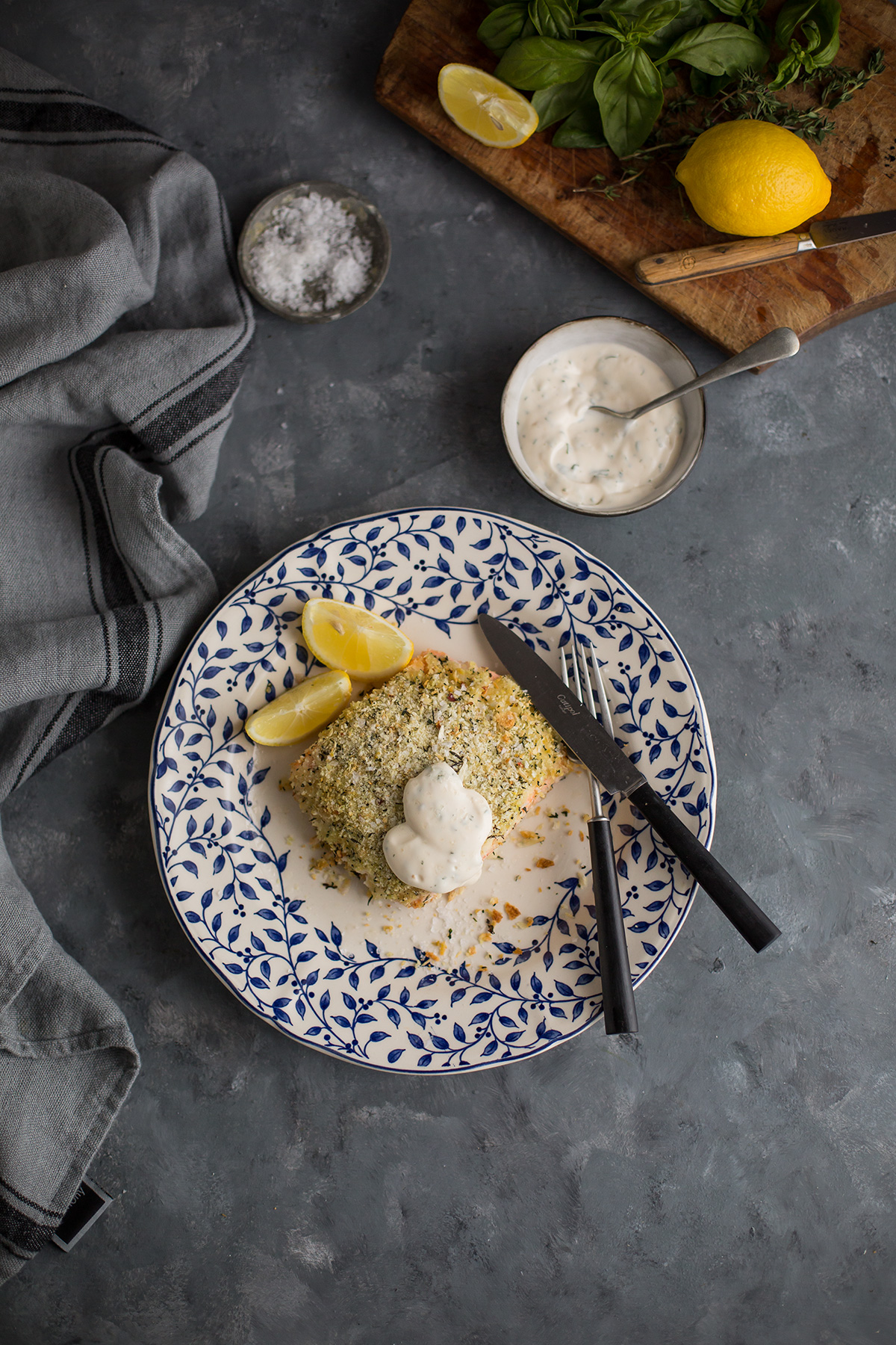 Easy baked salmon with a lemon & herb crumb