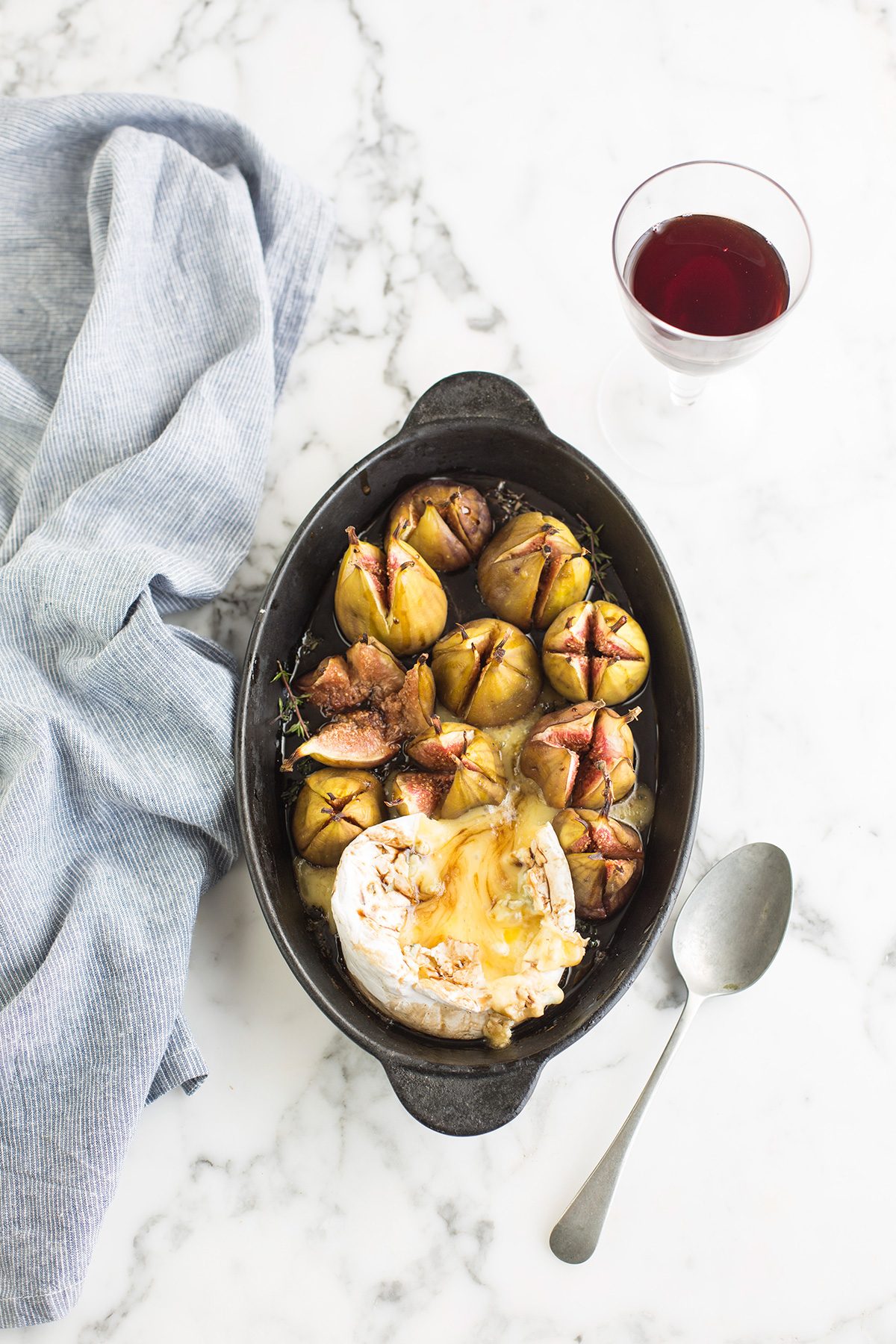 Baked Camembert & figs with a thyme & balsamic glaze recipe