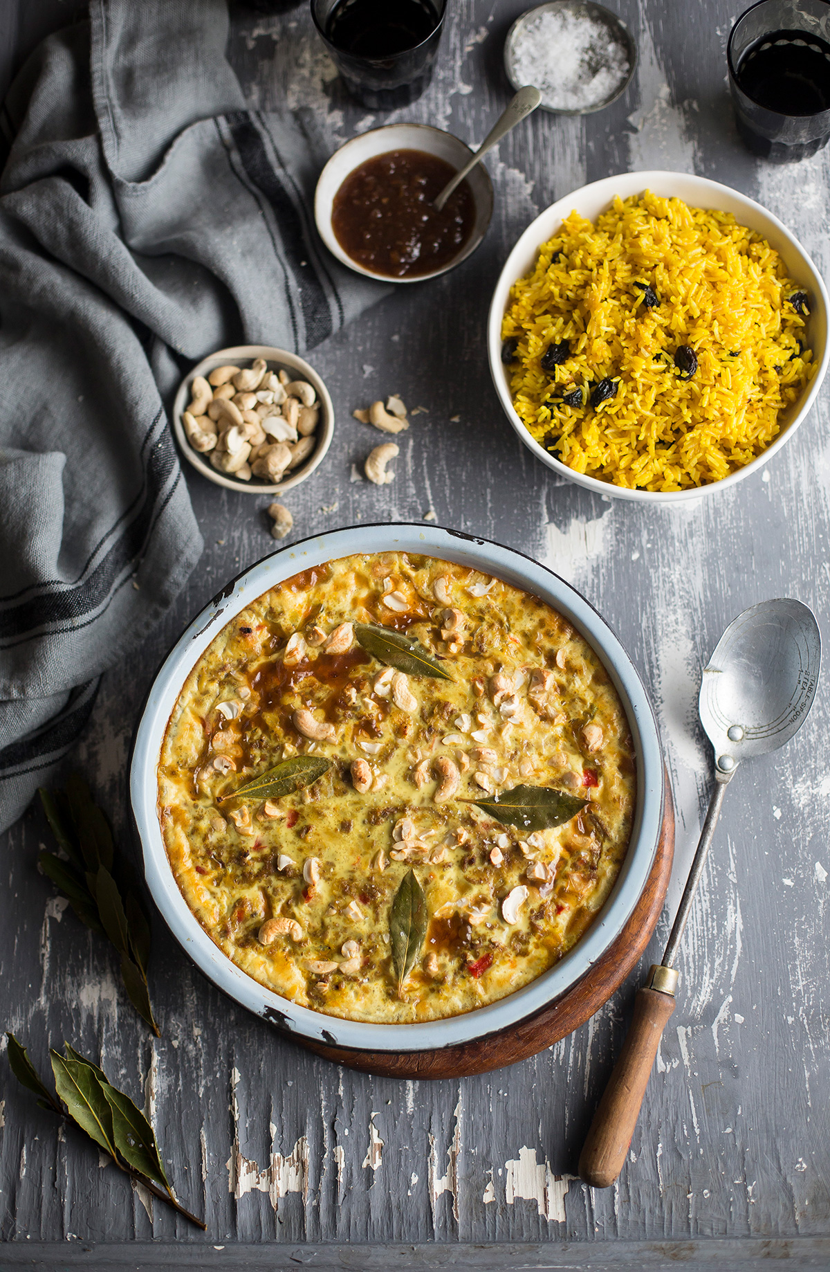 South African bobotie with fragrant yellow rice