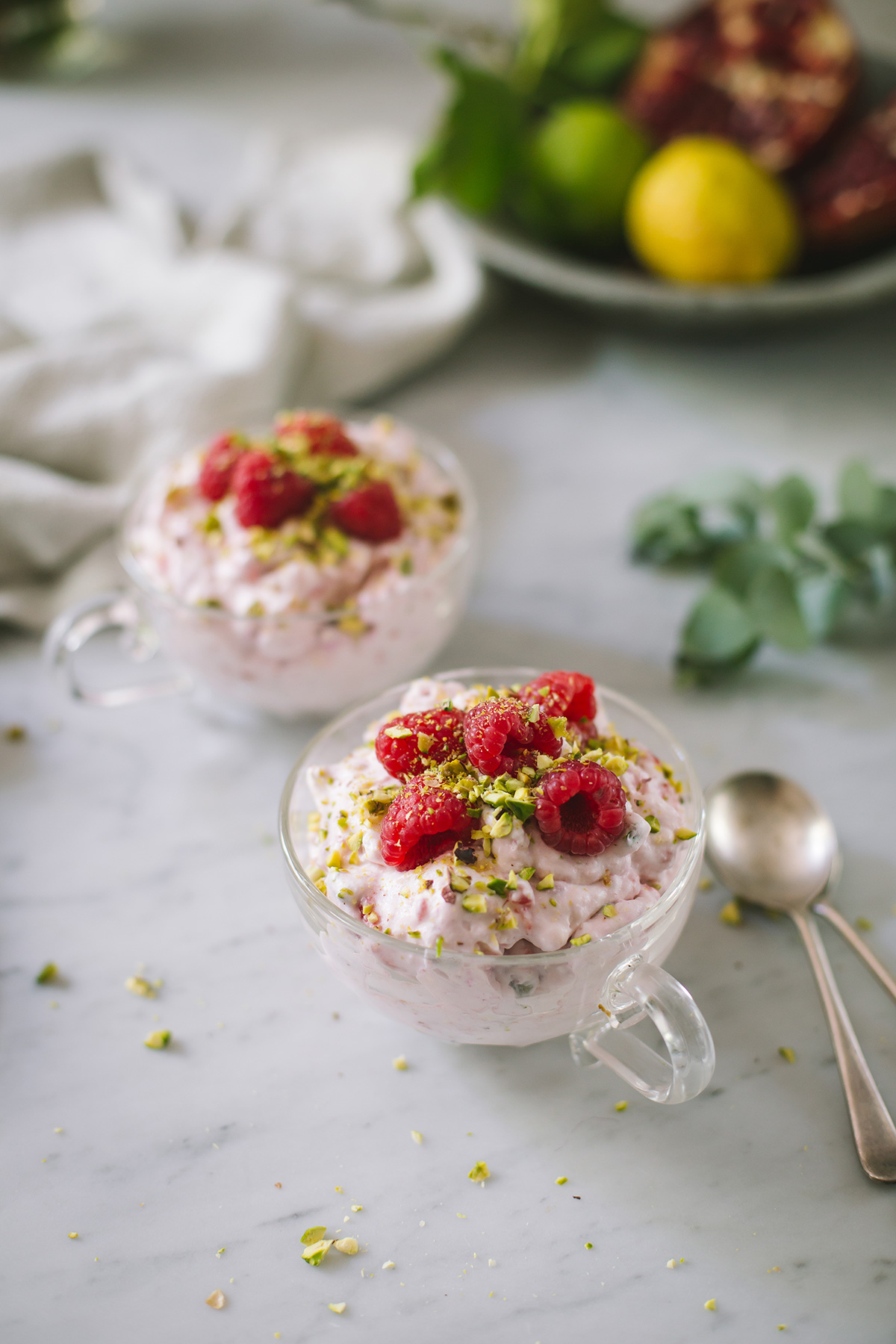 Summer berry Eton mess with pistachios