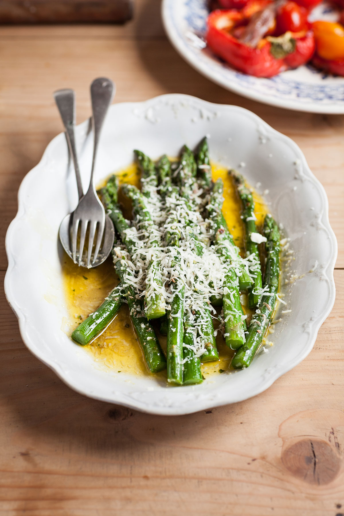 Asparagus with anchovy butter & Parmesan recipe