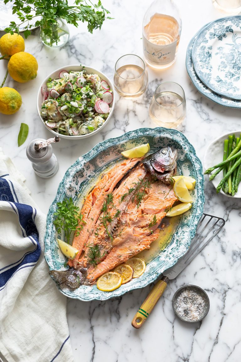 A recipe for whole baked trout with herbs & lemon