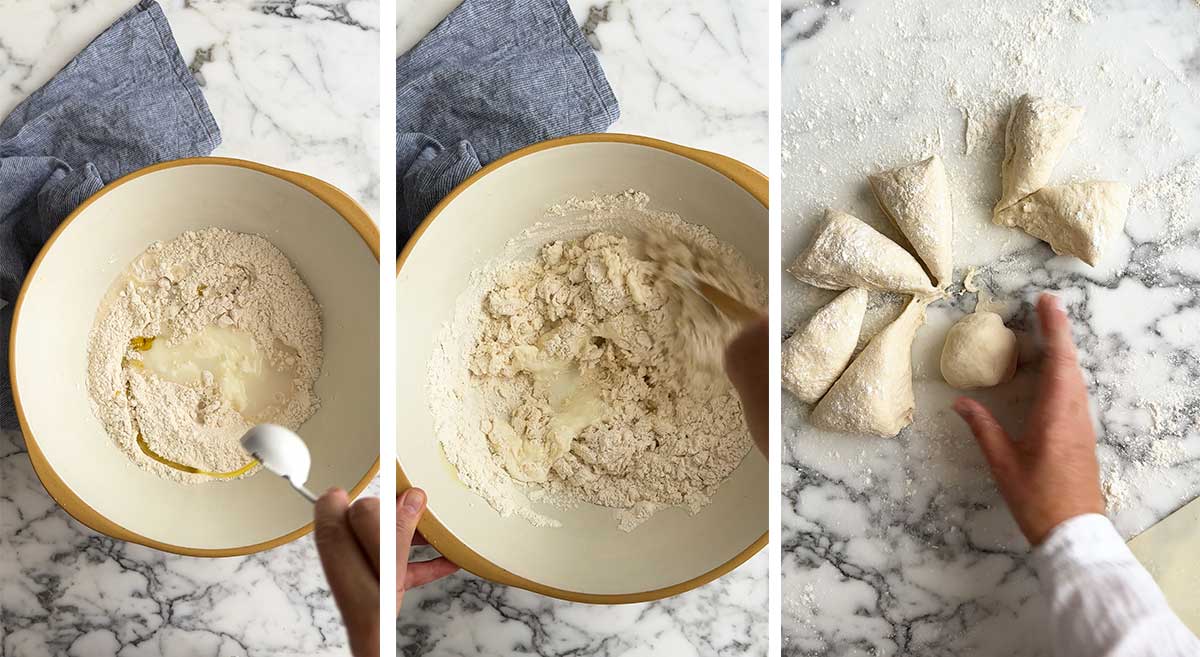 step by step pics of making easy no yeast Air Fryer flatbread pita