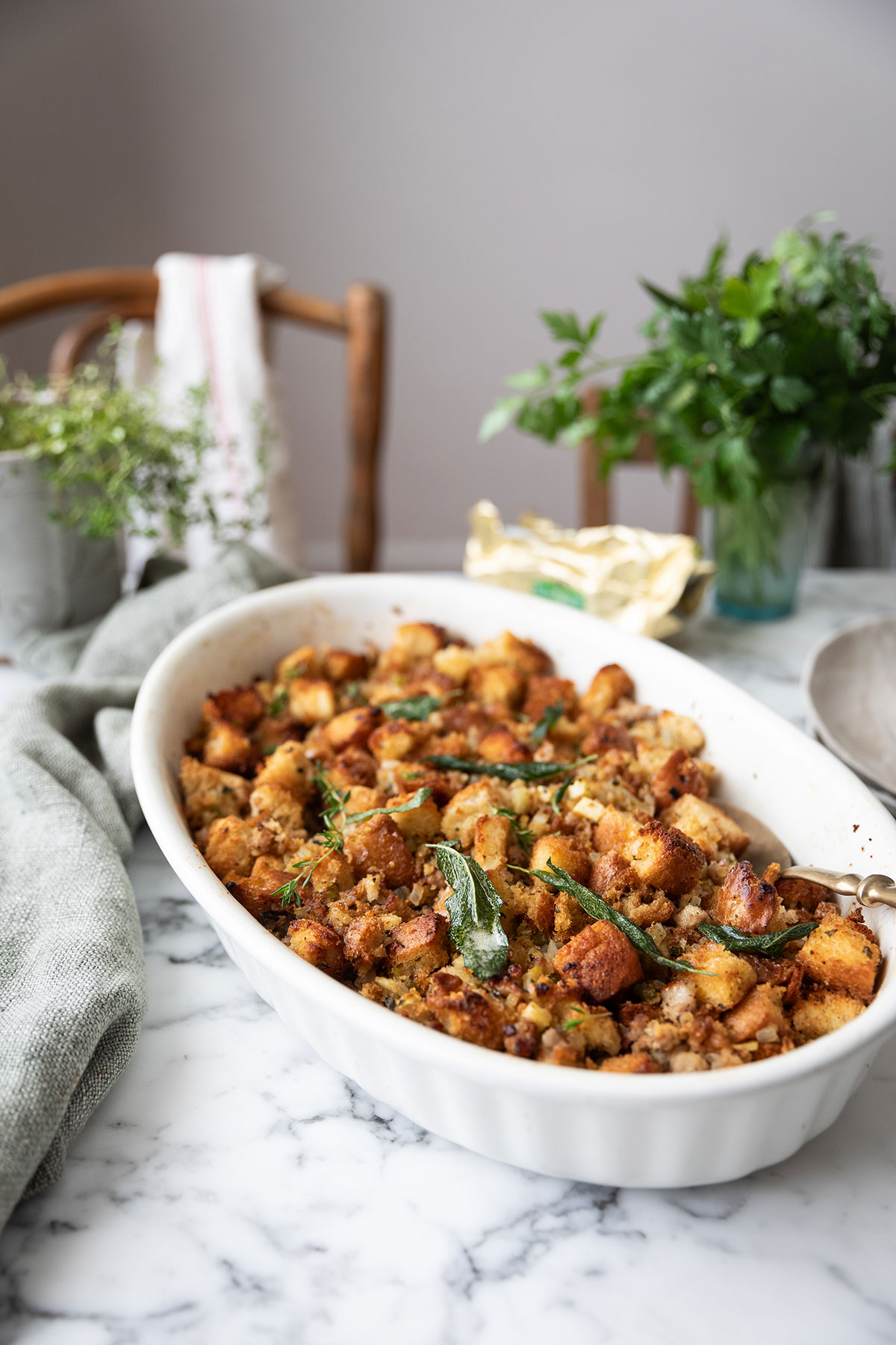 Easy pork sausage & sage stuffing casserole recipe