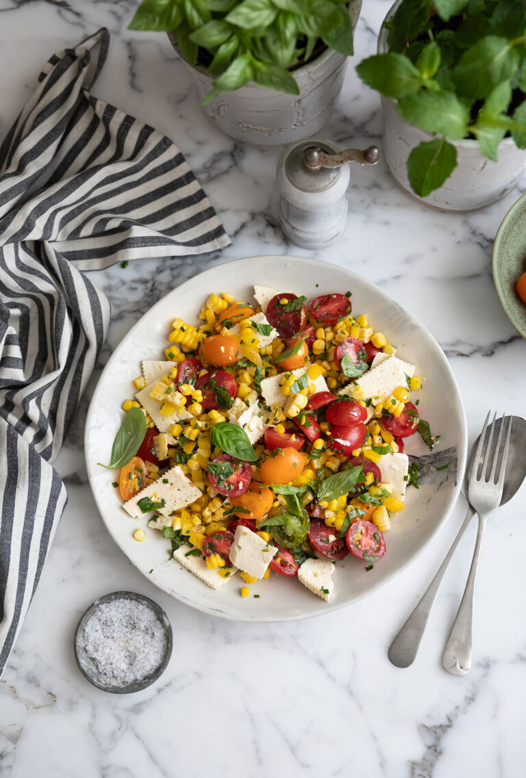 Corn Salad with Tomatoes, Feta, and Herbs recipe