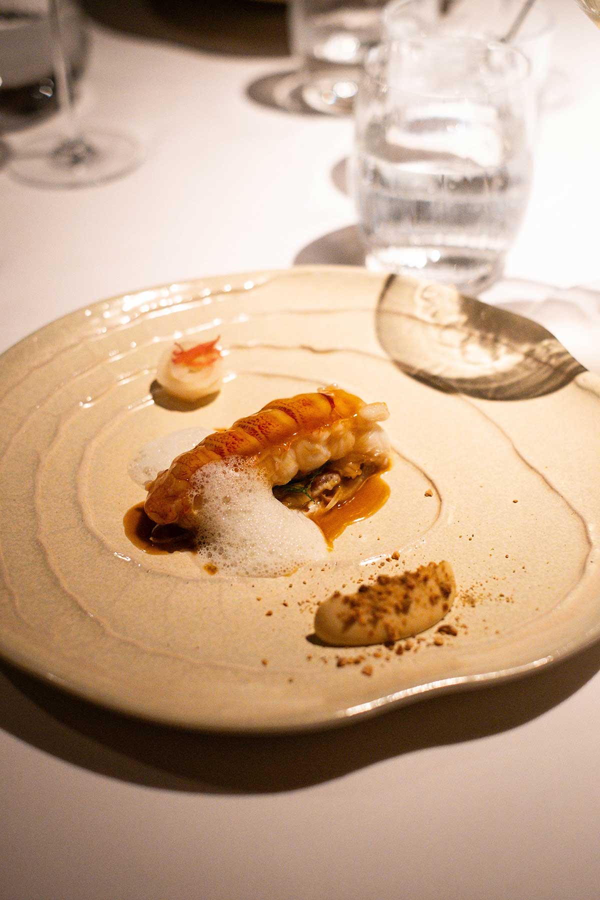 Boscia crayfish • Drizzle and Dip The seafood course at Boscia at Tswalu